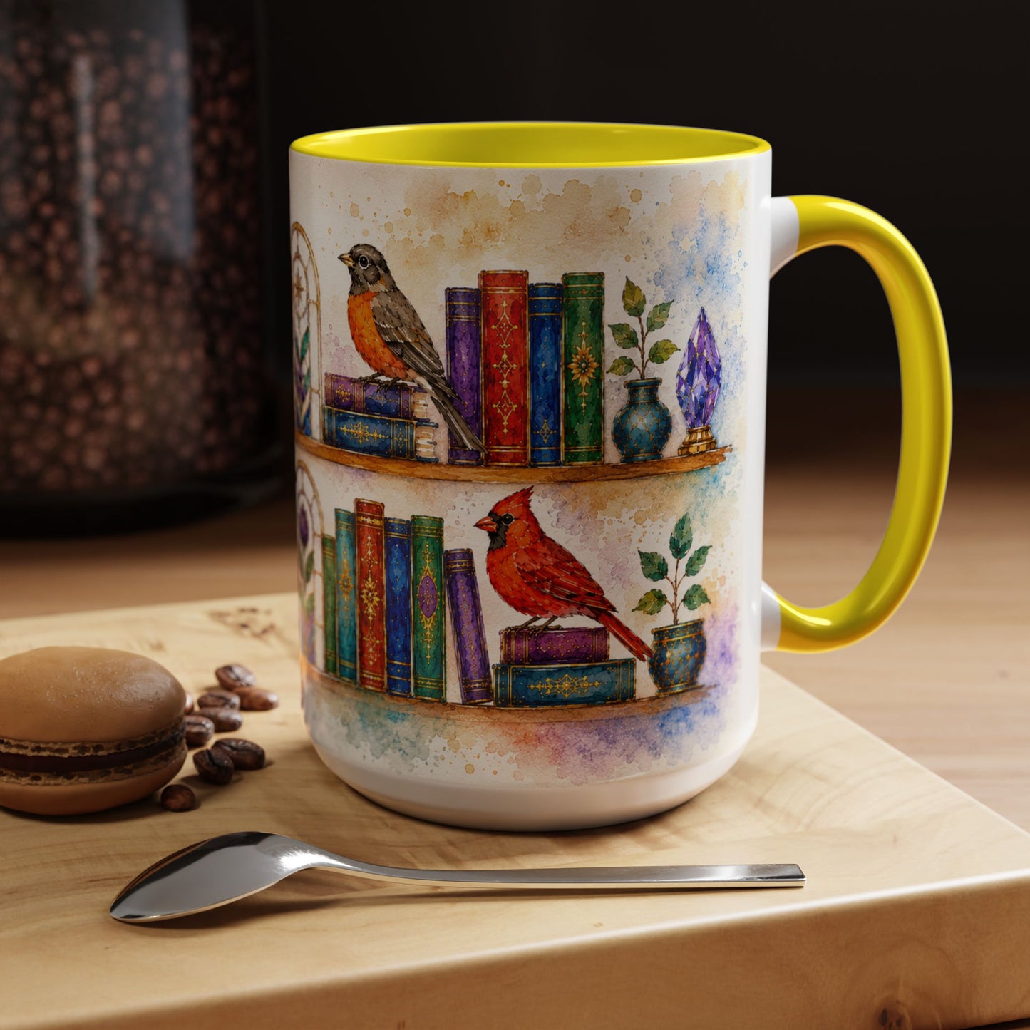 Birds in the Stacks - Watercolor Style Mug