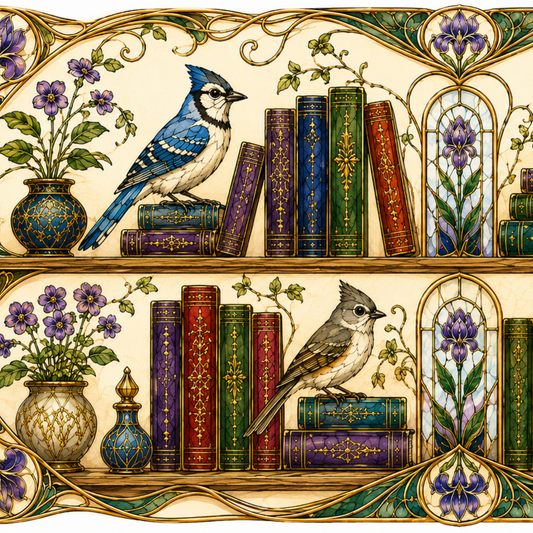 Birds in the Stacks - Art Nouveau Style Mug