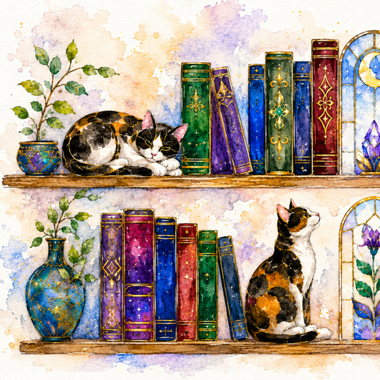 Cats in the Stacks - Watercolor Style Mug
