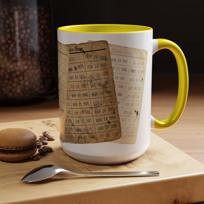 Vintage Library Card Due Date Mug