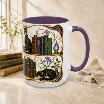 Cats in the Stacks - Art Nouveau Style Mug