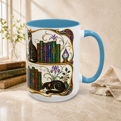 Cats in the Stacks - Art Nouveau Style Mug
