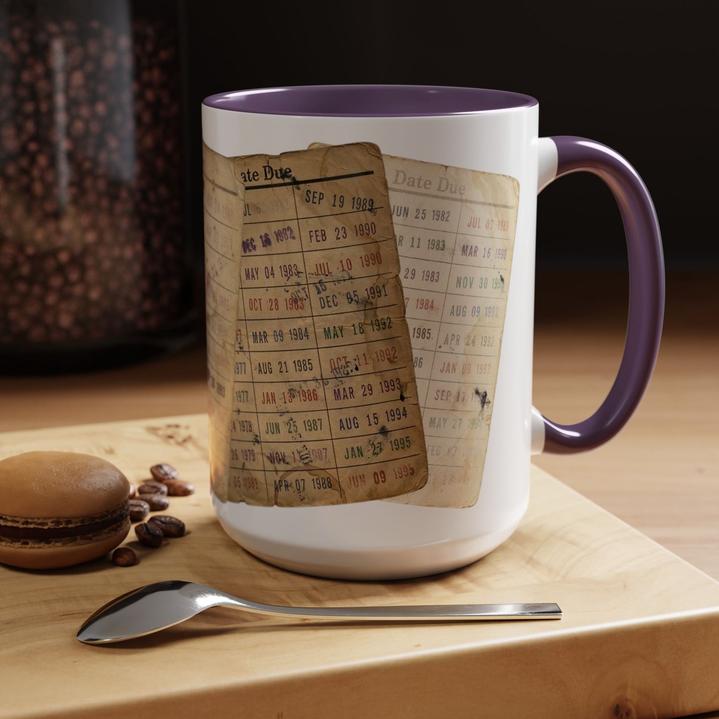 Vintage Library Card Due Date Mug