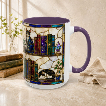 Cats in the Stacks - Stained Glass Style Mug
