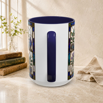 Birds in the Stacks - Stained Glass Style Mug