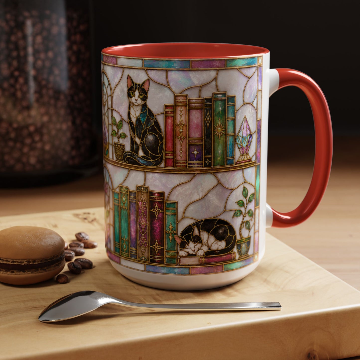 Cats in the Stacks - Stained Glass Style Mug