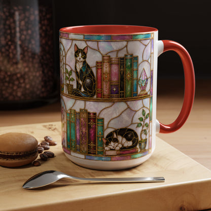 Cats in the Stacks - Stained Glass Style Mug