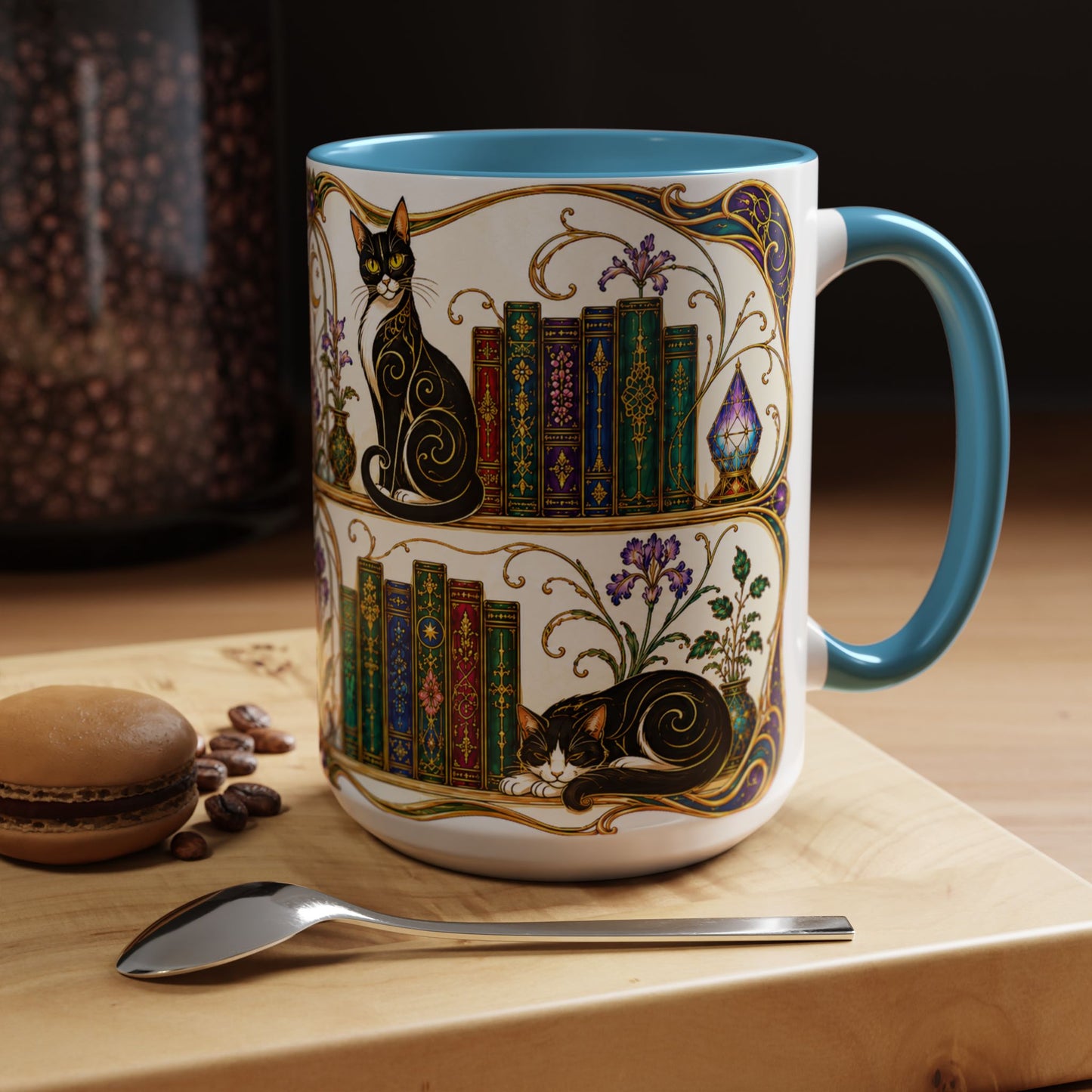 Cats in the Stacks - Art Nouveau Style Mug