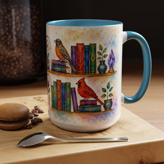 Birds in the Stacks - Watercolor Style Mug