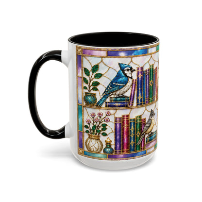 Birds in the Stacks - Stained Glass Style Mug