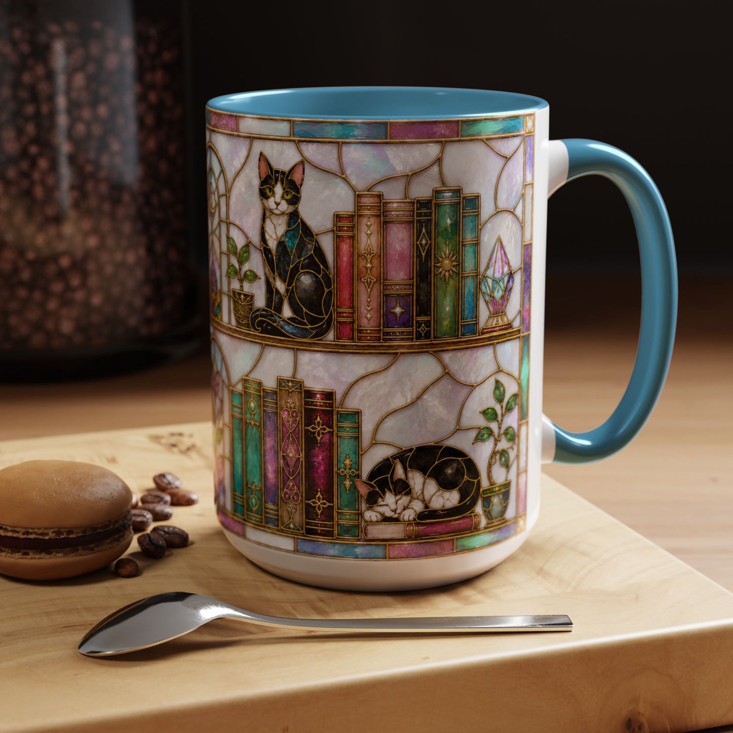 Cats in the Stacks - Stained Glass Style Mug
