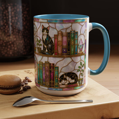 Cats in the Stacks - Stained Glass Style Mug