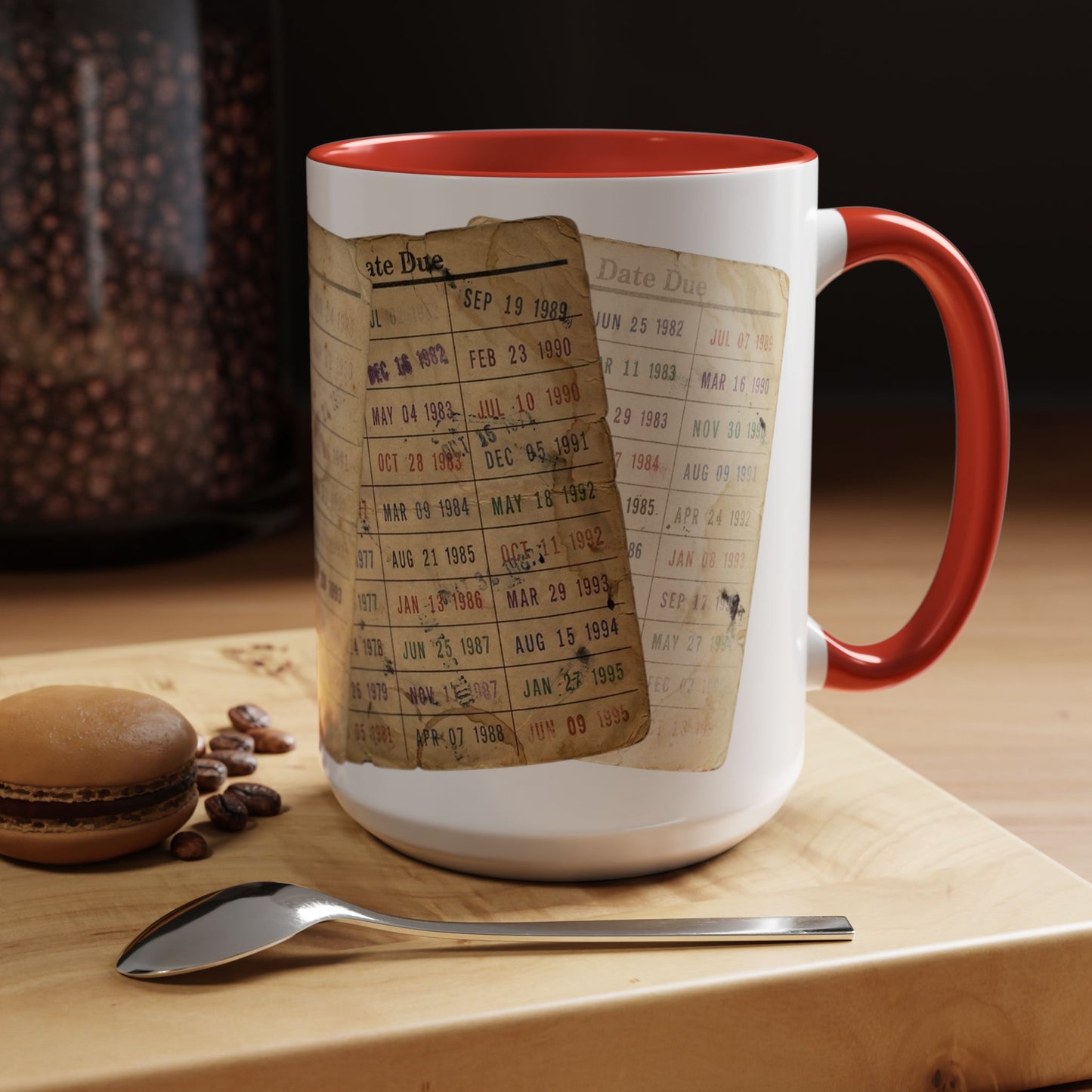 Vintage Library Card Due Date Mug