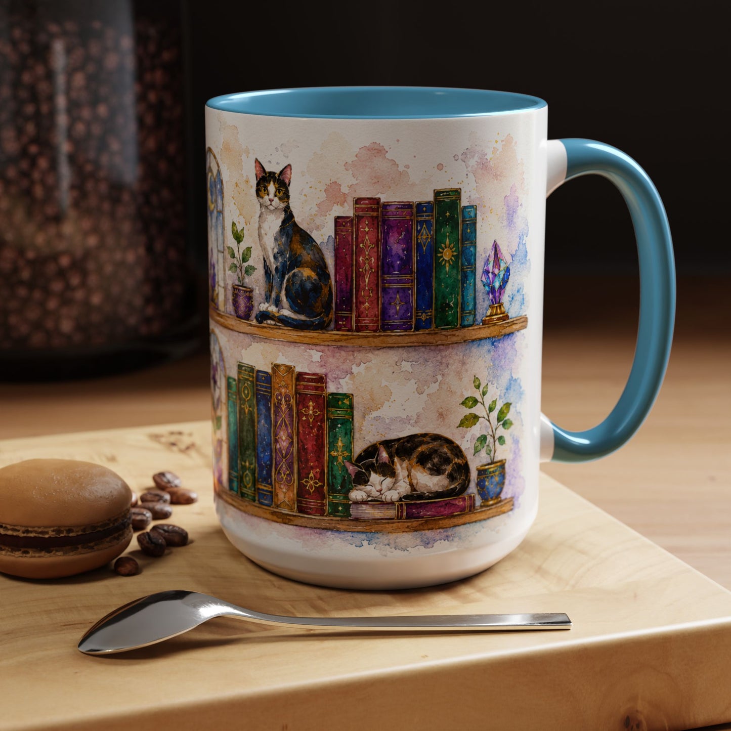 Cats in the Stacks - Watercolor Style Mug