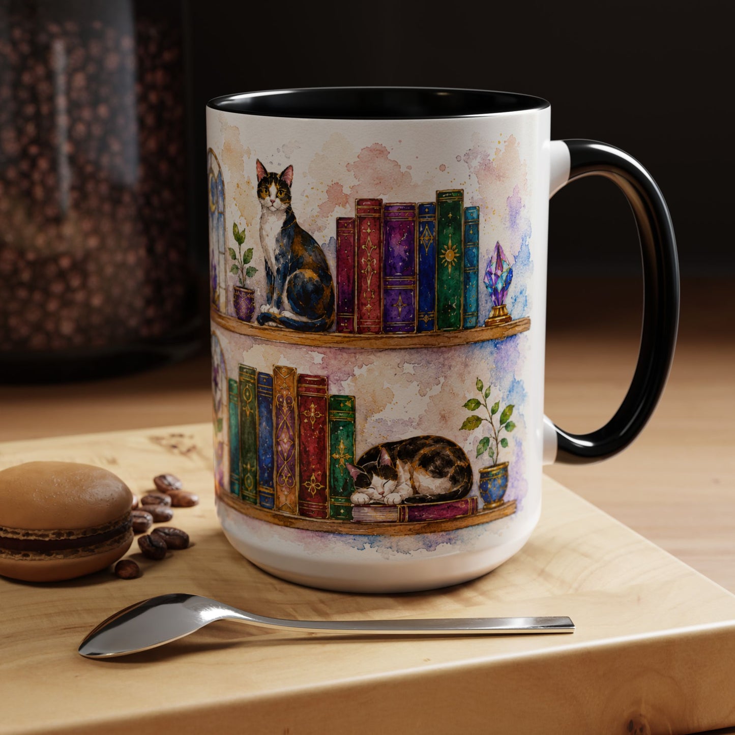 Cats in the Stacks - Watercolor Style Mug