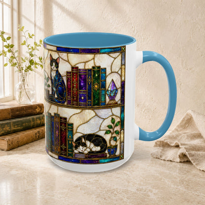 Cats in the Stacks - Stained Glass Style Mug