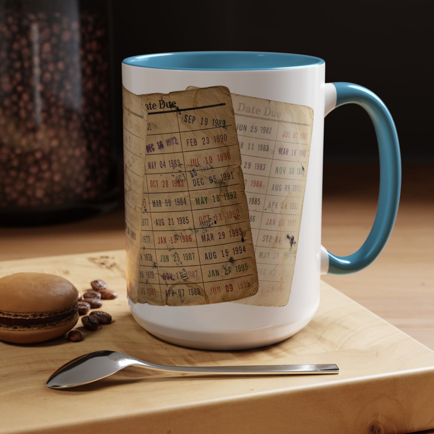 Vintage Library Card Due Date Mug