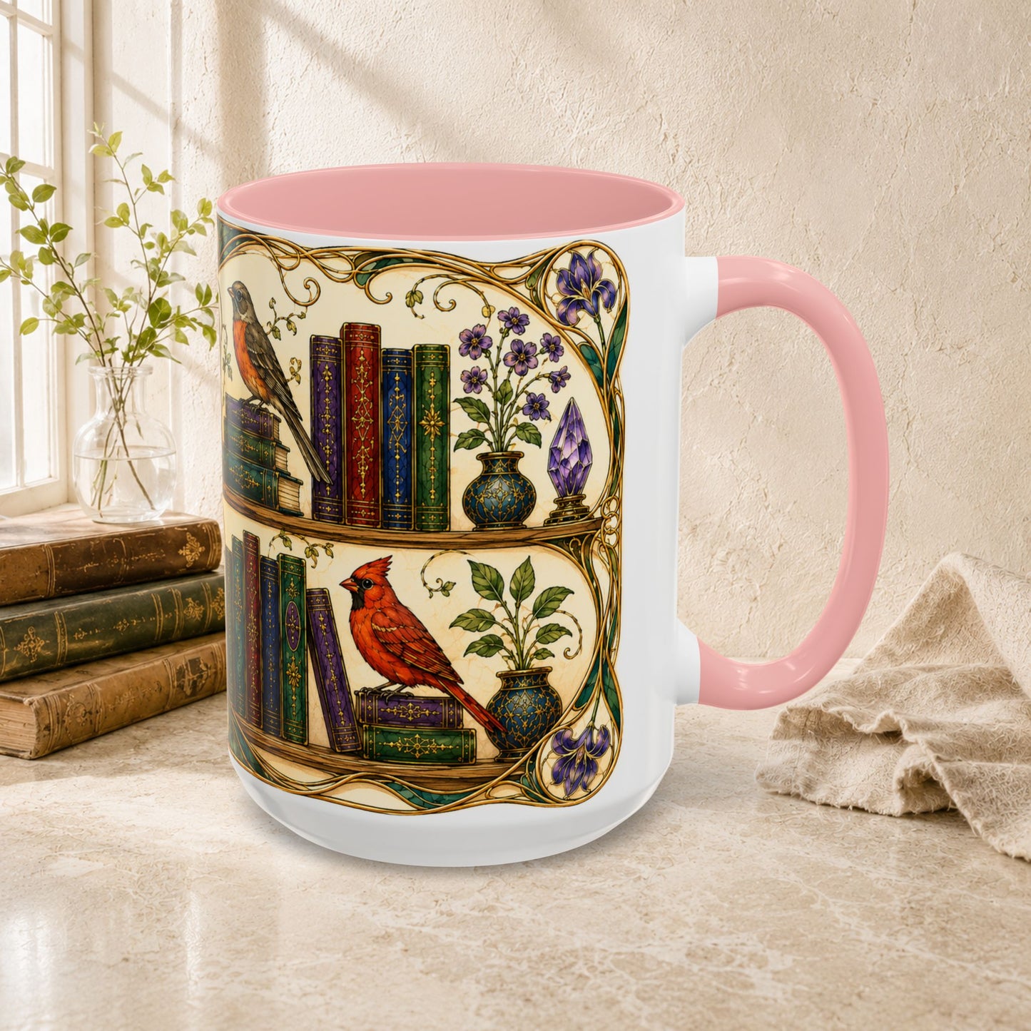 Birds in the Stacks - Art Nouveau Style Mug