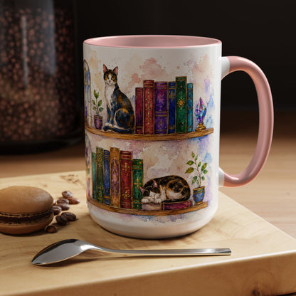 Cats in the Stacks - Watercolor Style Mug