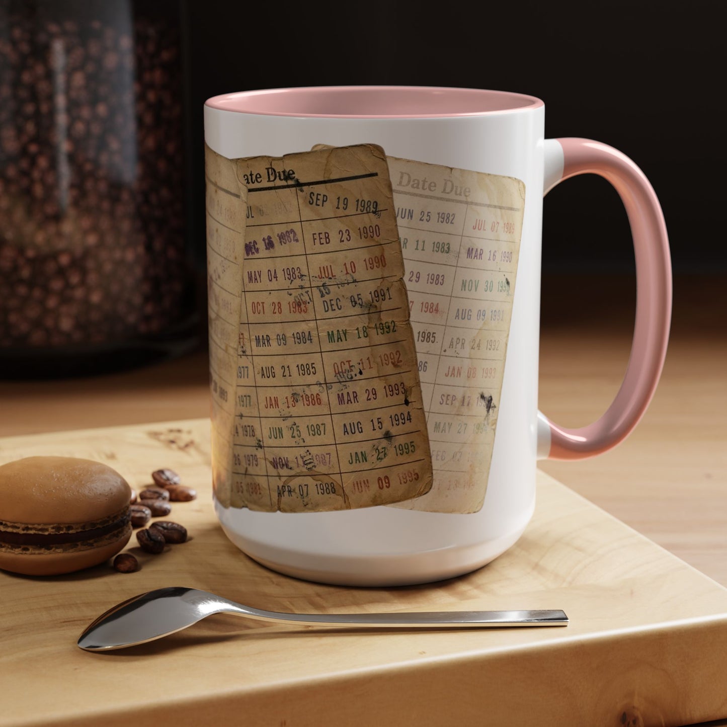 Vintage Library Card Due Date Mug