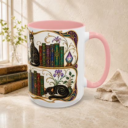 Cats in the Stacks - Art Nouveau Style Mug