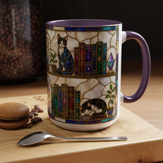 Cats in the Stacks - Stained Glass Style Mug