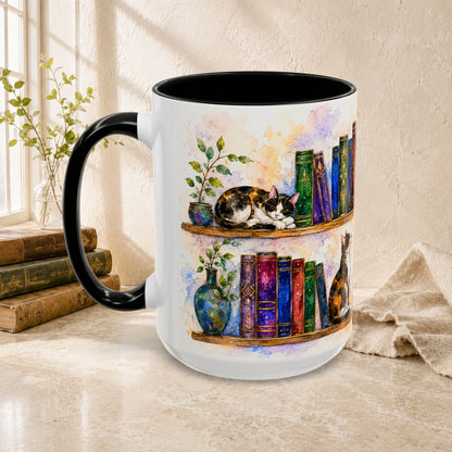 Cats in the Stacks - Watercolor Style Mug