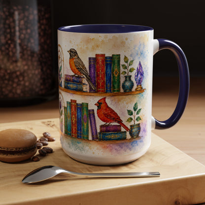 Birds in the Stacks - Watercolor Style Mug