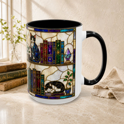 Cats in the Stacks - Stained Glass Style Mug