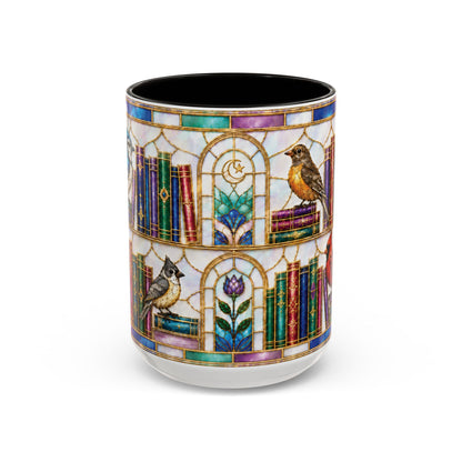 Birds in the Stacks - Stained Glass Style Mug