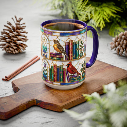 Birds in the Stacks - Stained Glass Style Mug