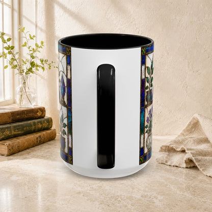 Birds in the Stacks - Stained Glass Style Mug