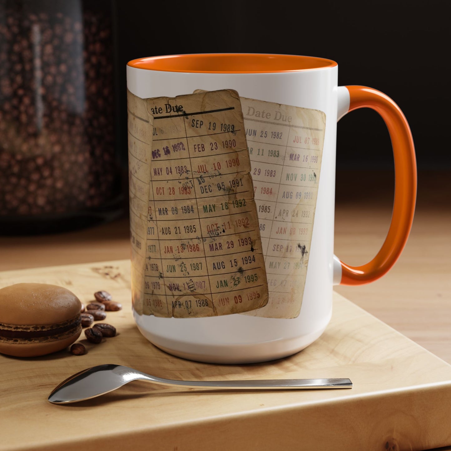 Vintage Library Card Due Date Mug