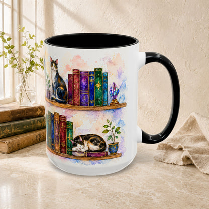 Cats in the Stacks - Watercolor Style Mug