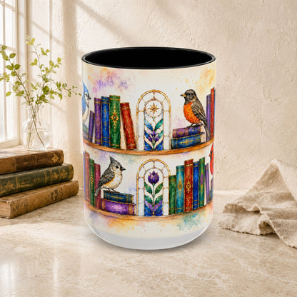 Birds in the Stacks - Watercolor Style Mug