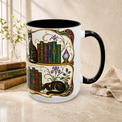 Cats in the Stacks - Art Nouveau Style Mug
