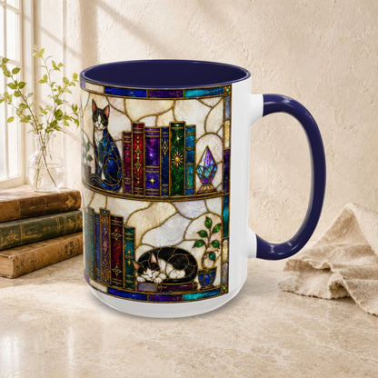 Cats in the Stacks - Stained Glass Style Mug