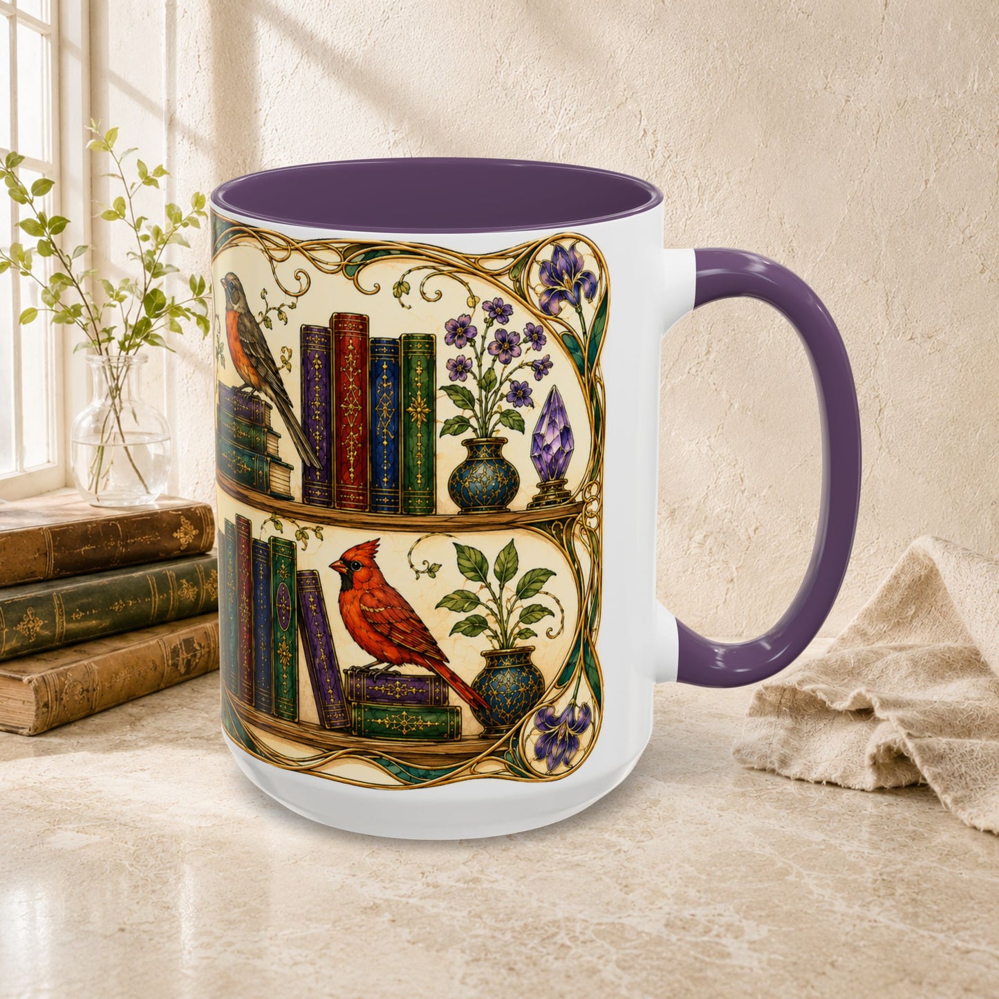 Birds in the Stacks - Art Nouveau Style Mug