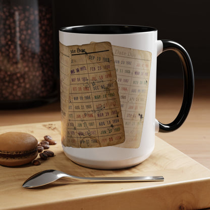 Vintage Library Card Due Date Mug