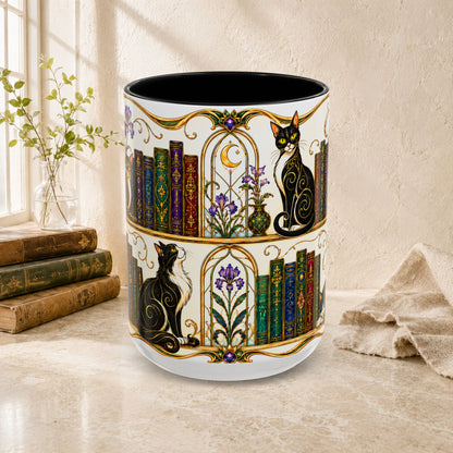 Cats in the Stacks - Art Nouveau Style Mug