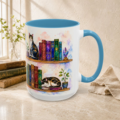 Cats in the Stacks - Watercolor Style Mug