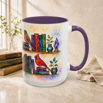 Birds in the Stacks - Watercolor Style Mug