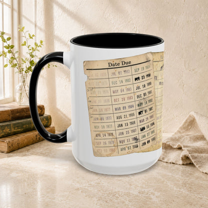 Vintage Library Card Due Date Mug