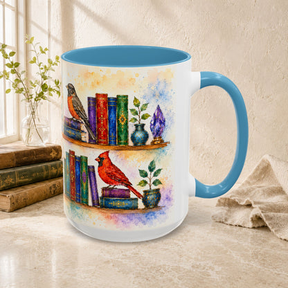 Birds in the Stacks - Watercolor Style Mug