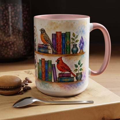 Birds in the Stacks - Watercolor Style Mug