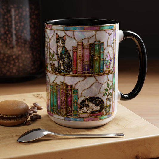 Cats in the Stacks - Stained Glass Style Mug