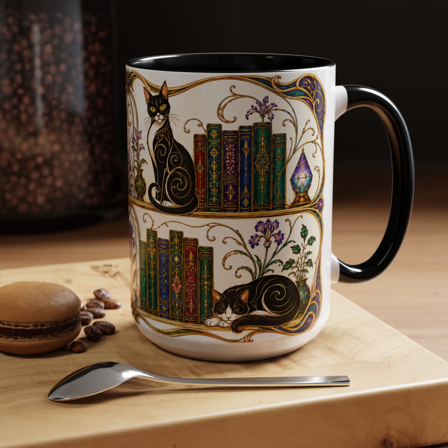 Cats in the Stacks - Art Nouveau Style Mug