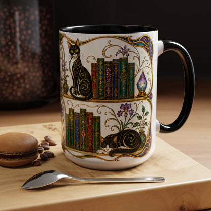 Cats in the Stacks - Art Nouveau Style Mug