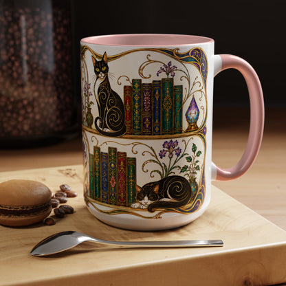 Cats in the Stacks - Art Nouveau Style Mug