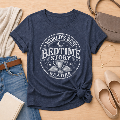World's Best Bedtime Story Reader Unisex Literary T Shirt